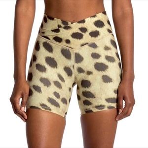 WeWoreWhat Leopard Print Biker Shorts with V-Cut Waistband